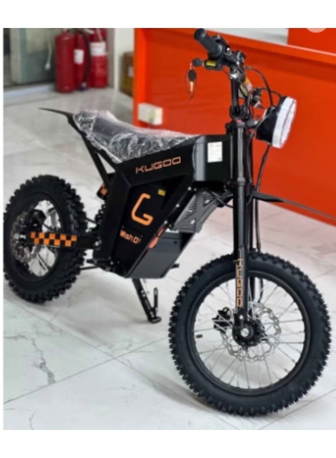 كي يو جي أو أو دراجة كوجو ويش 01 الكهربائية الترابية - محرك بدون فرش بقوة 1500 واط - بطارية 48 فولت 21 أمبير - سرعة قصوى 50 كم/ساعة - مدى 45-50 كم - لون أسود - Image 4